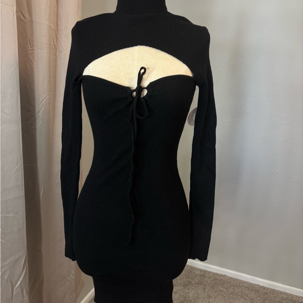 Elegant Black Cut-Out Dress